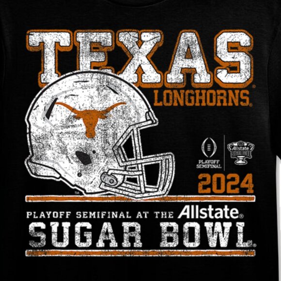 Texas Longhorns 2024 CFP Semi Sugar Bowl Retro Football Game Day Team Shirt 159 - Picture 2 of 5